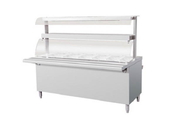 雙層玻璃罩五格保溫售飯臺(tái)